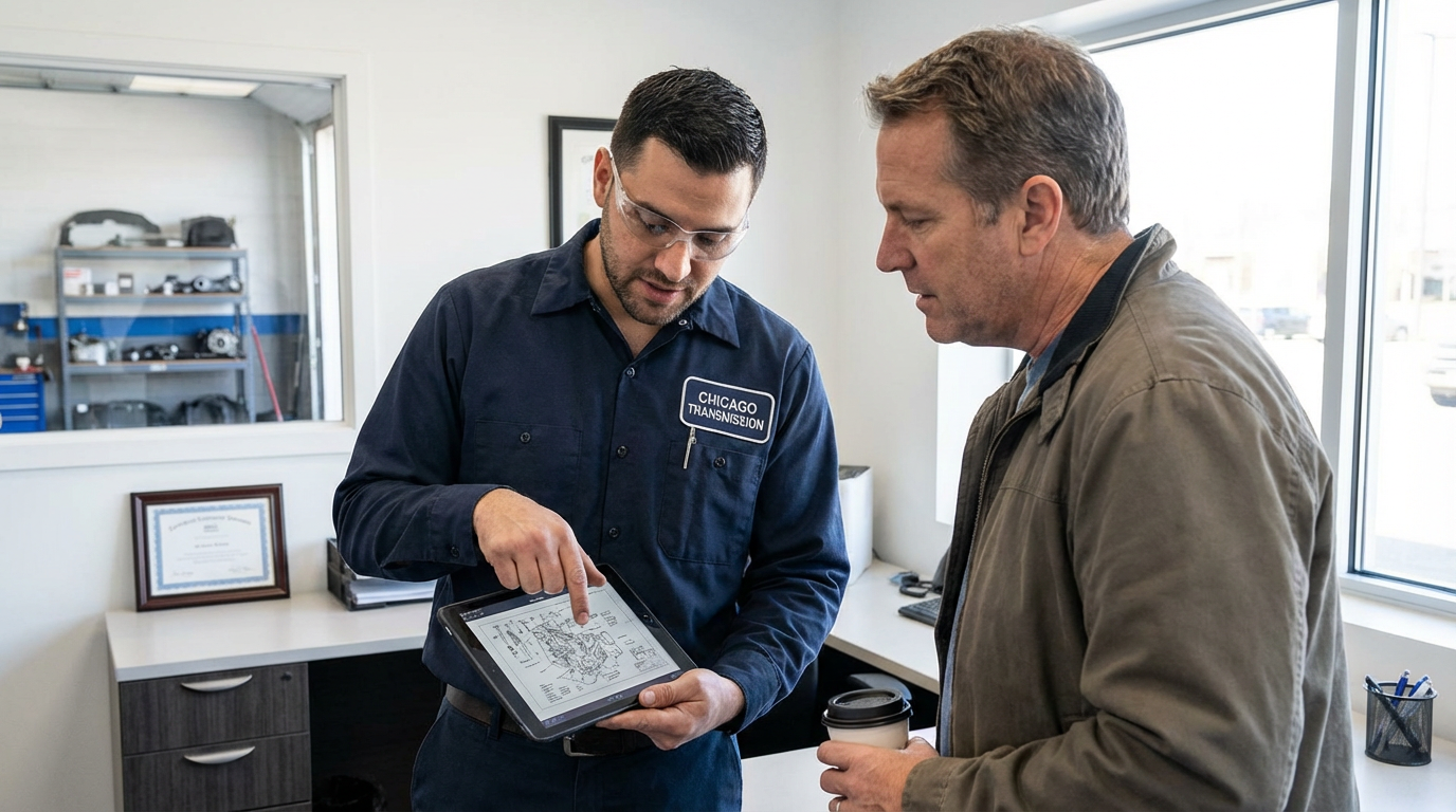 Transmission repair specialist diagnosing p0765 in Arlington Heights IL