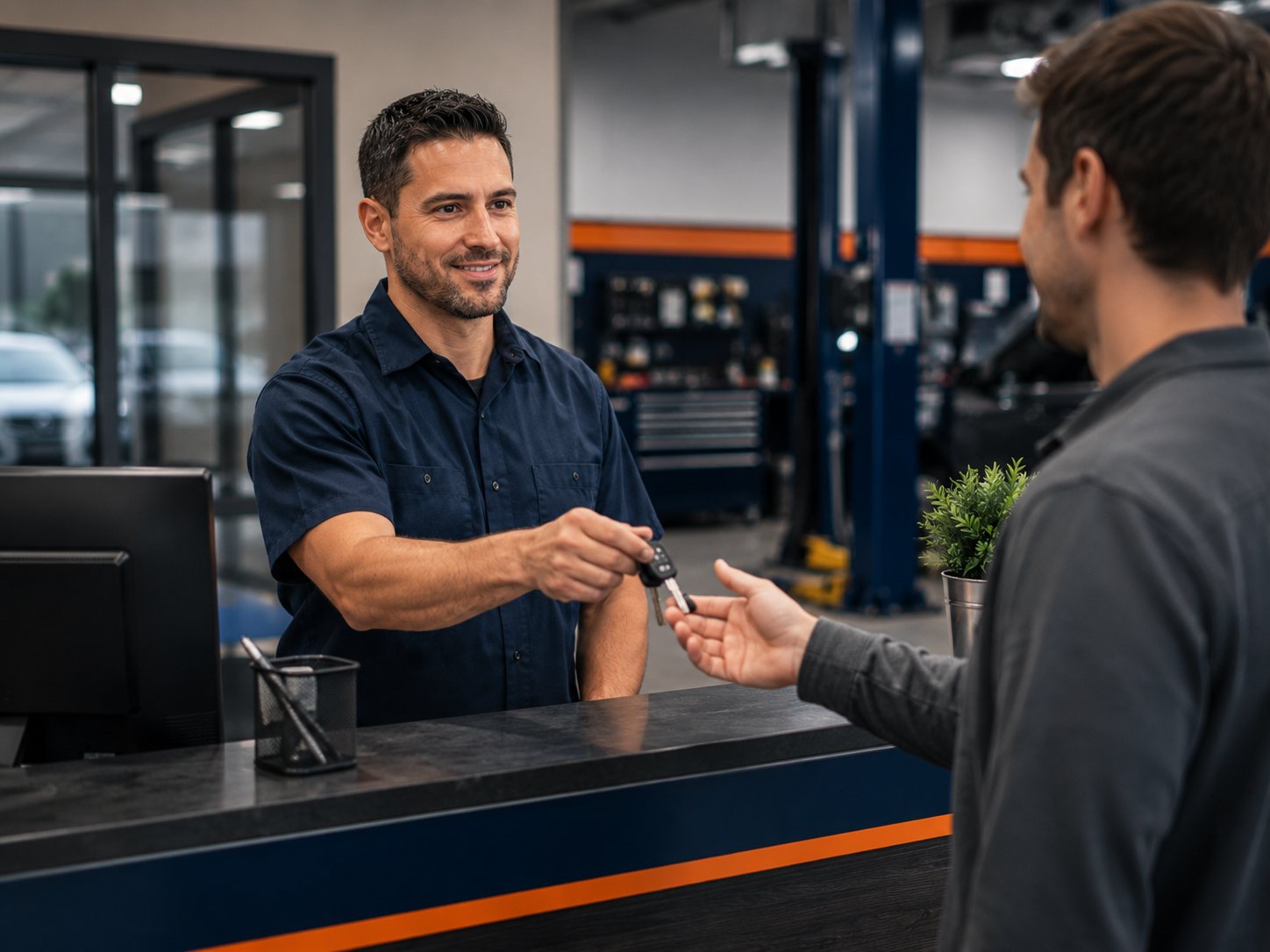 Customer handoff after transmission repair with written warranty explanation for Contact Arlington Heights Transmission
