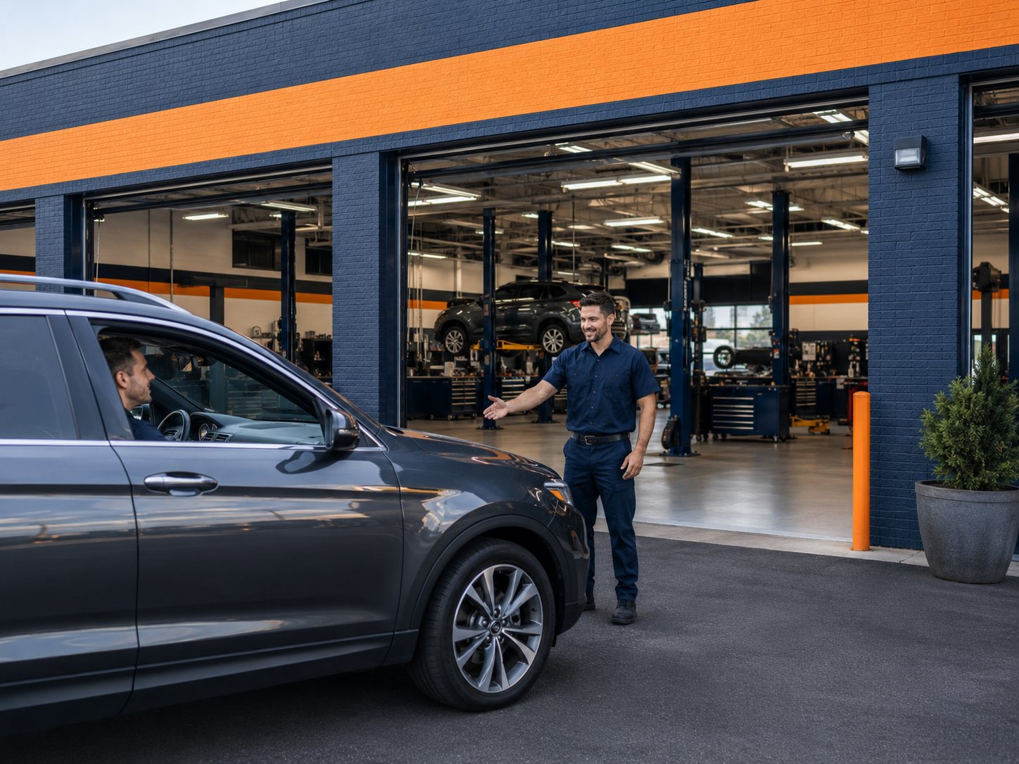 Vehicle outside a professional transmission repair bay serving Arlington Heights for Transmission Repair FAQ