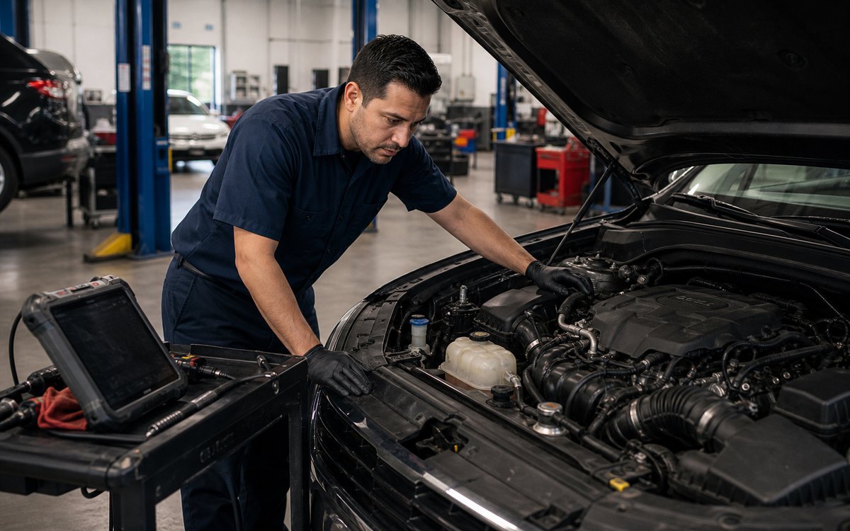 Rough idle and power loss engine symptoms checked under the hood