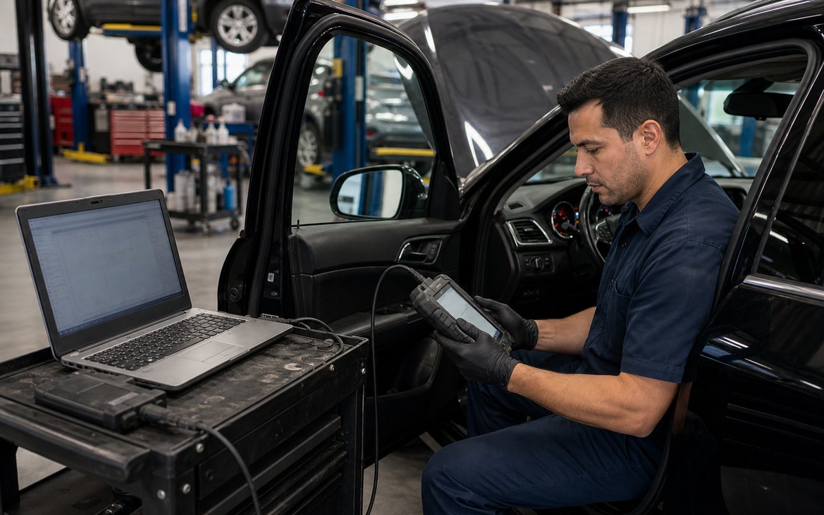 Check engine light scan tool connected during engine diagnosis