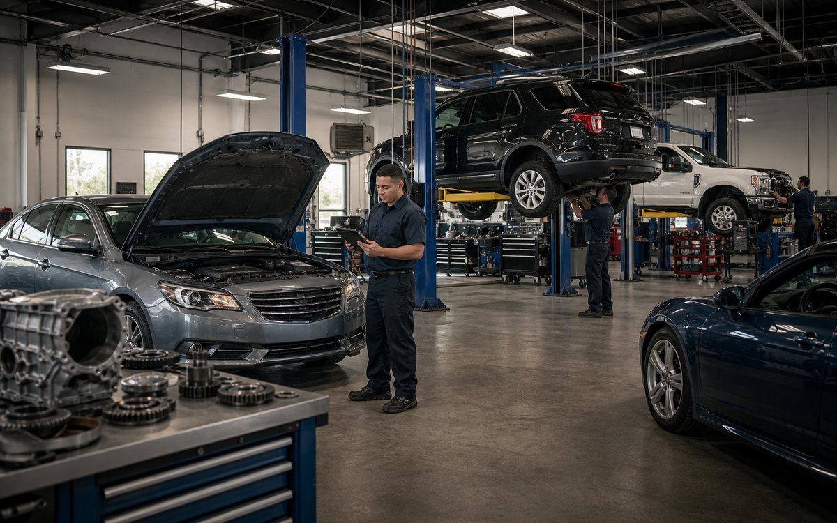 Different vehicle types in a clean Arlington Heights transmission shop for all makes FAQ