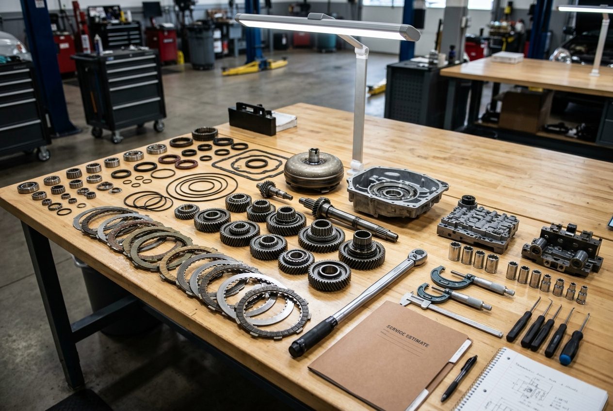 Transmission parts laid out before financing a repair scope