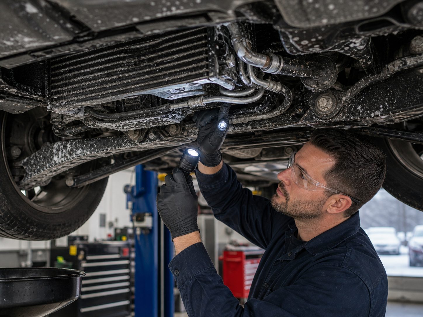 Winter salt cooler line check for Barrington transmission service