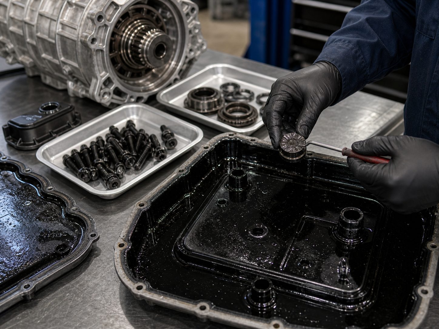 Transmission pan and magnet inspection for Buffalo Grove repair decisions