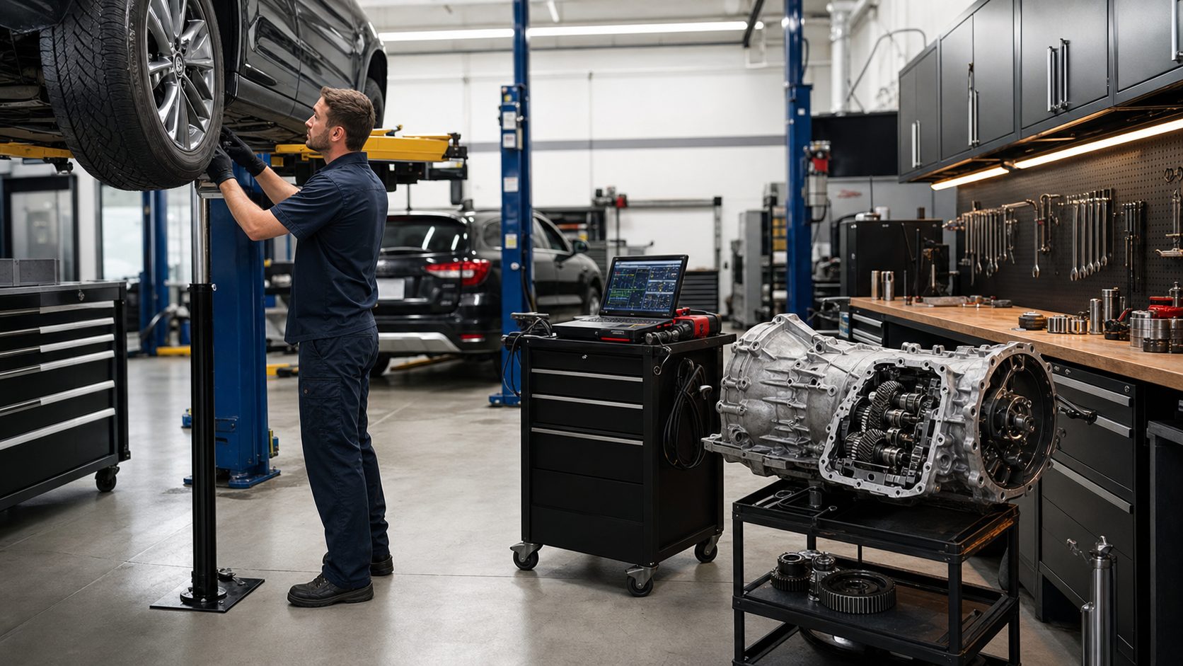 Large transmission diagnostic bay for Hoffman Estates repair work