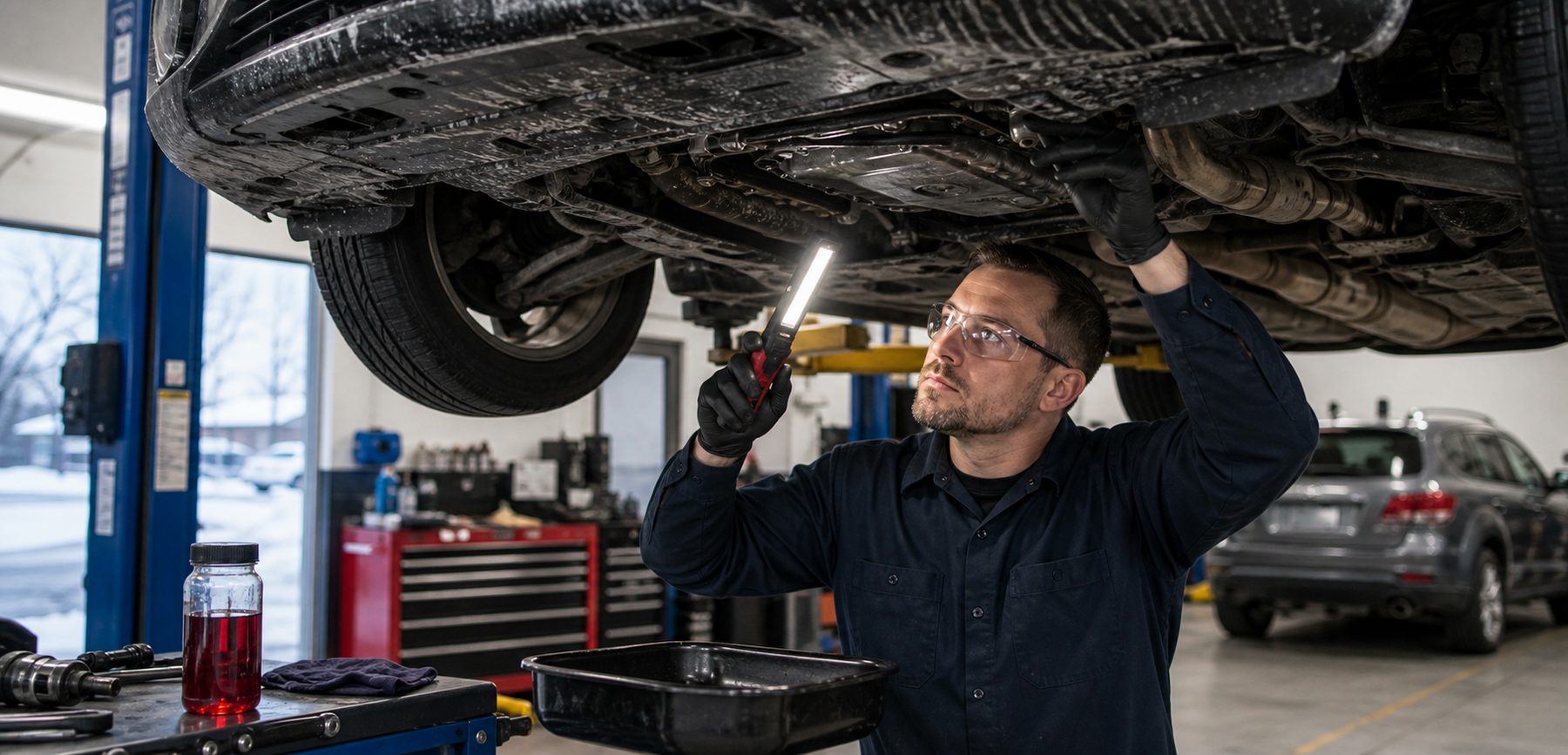 Winter leak and fluid inspection for northwest suburban transmission symptoms