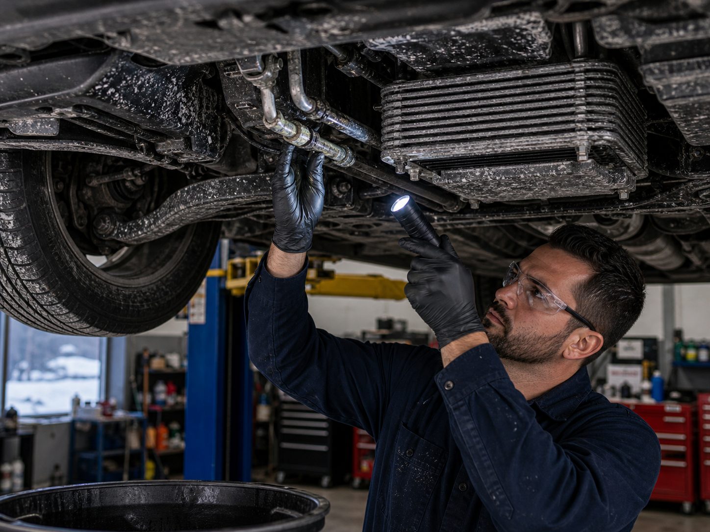 Winter salt cooler line check for Inverness transmission service