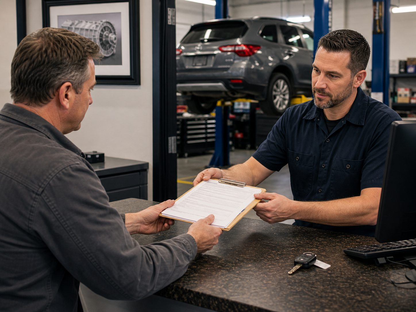 Written transmission repair estimate handoff for Mount Prospect customers