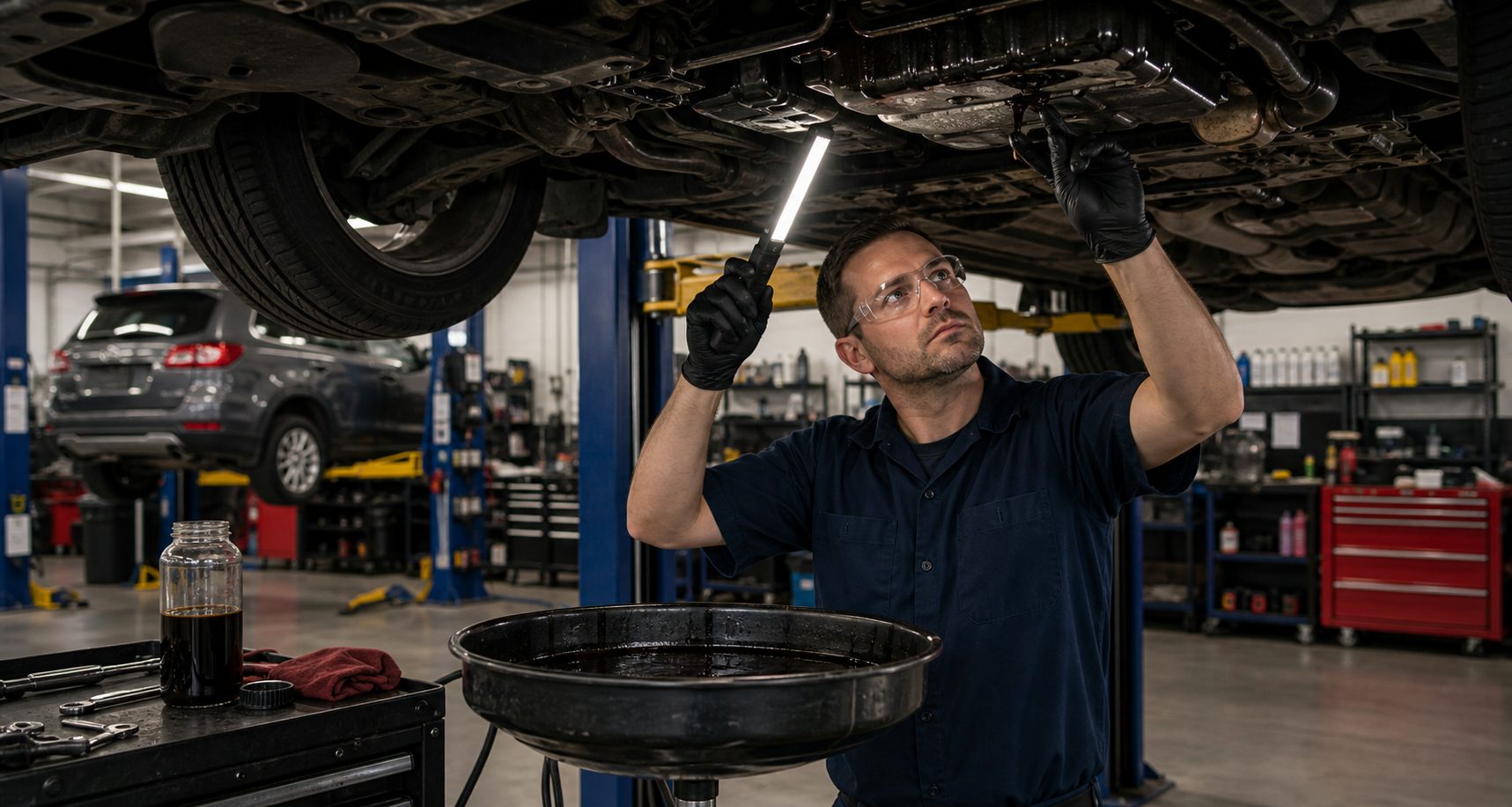 Palatine driver reviewing transmission symptoms at the service counter
