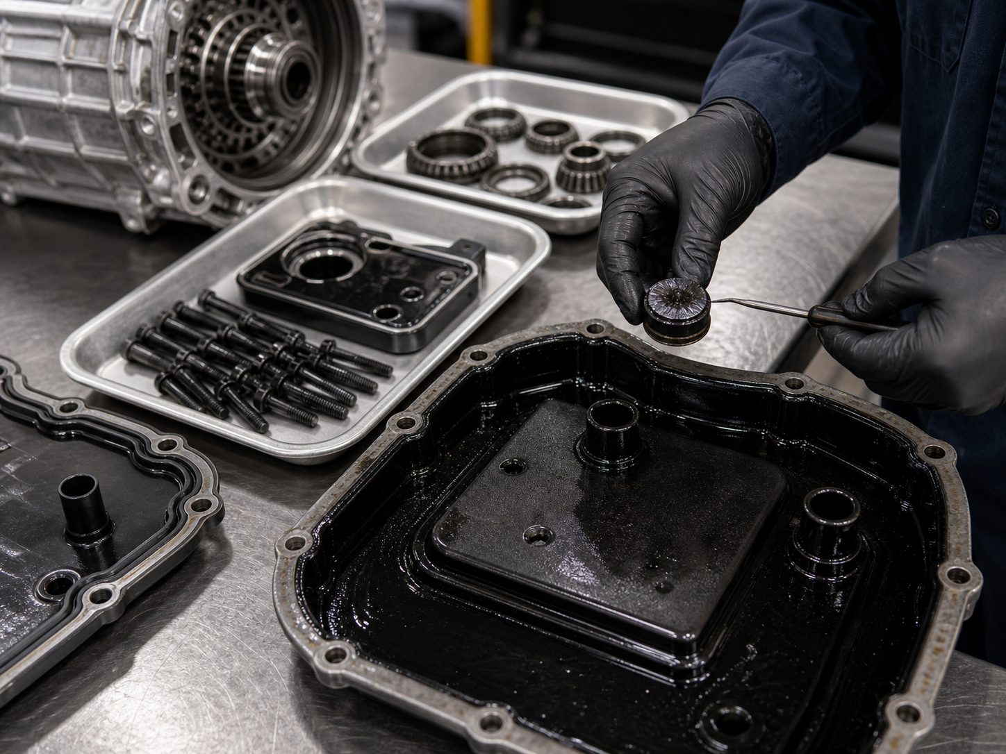 Transmission pan and magnet inspection for Prospect Heights repair decisions