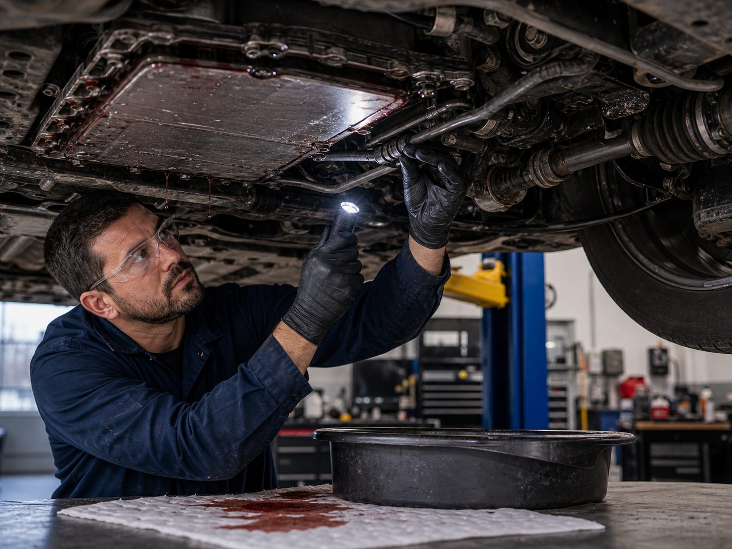 Prospect Heights transmission warning sign and fluid leak inspection