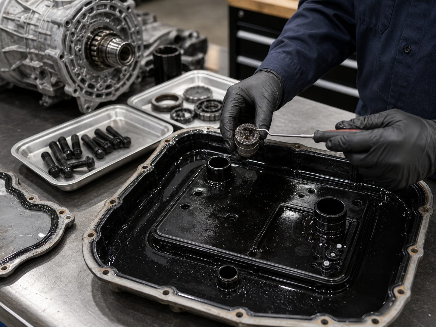 Transmission pan and magnet inspection for Rolling Meadows repair decisions