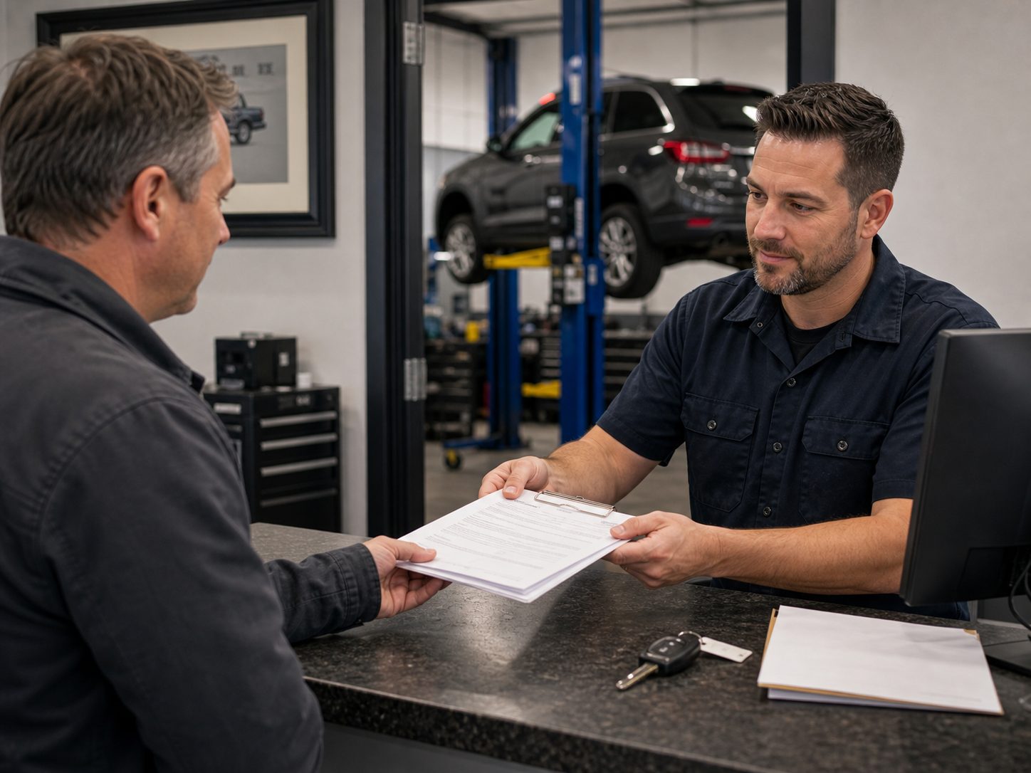 Written transmission repair estimate handoff for Rolling Meadows customers