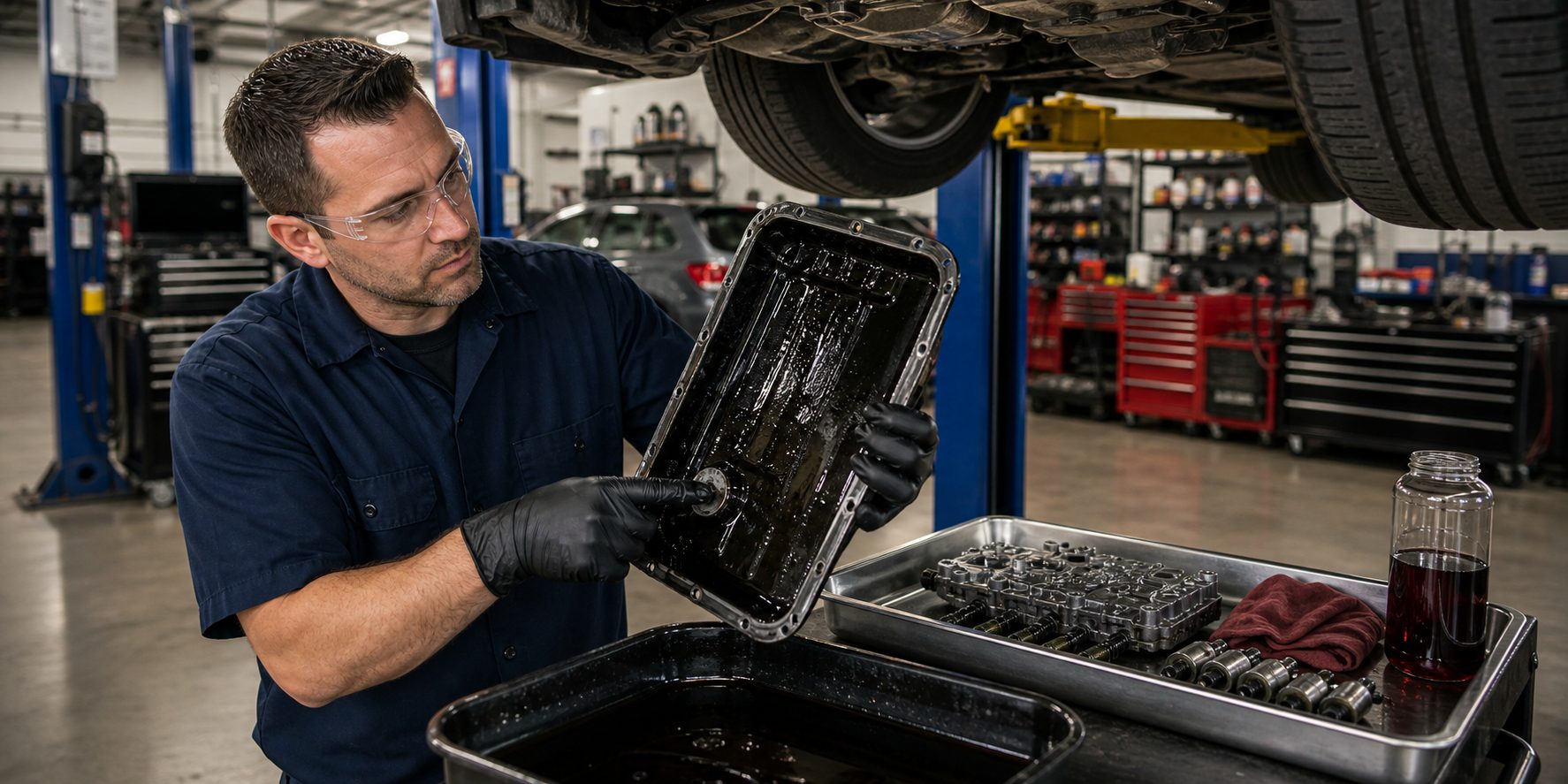 Scan tool fluid sample and keys during Schaumburg transmission diagnosis