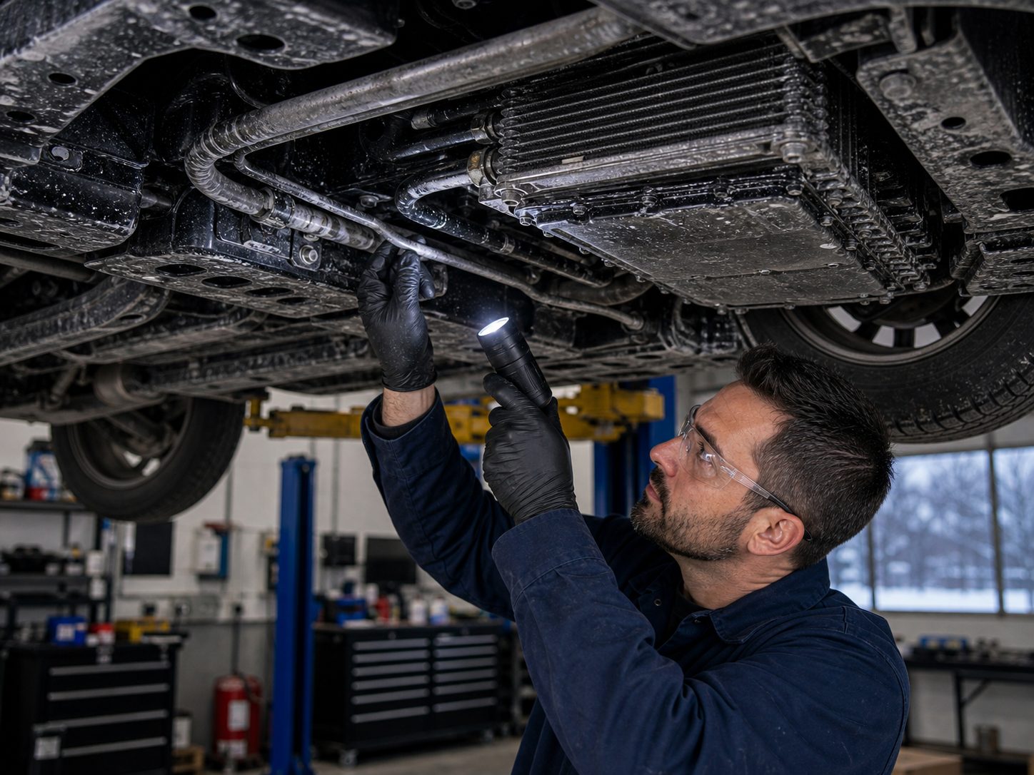 Winter salt cooler line check for Wheeling transmission service