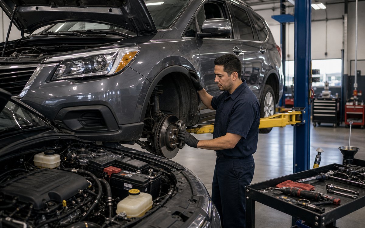 Multi point maintenance inspection around a raised vehicle
