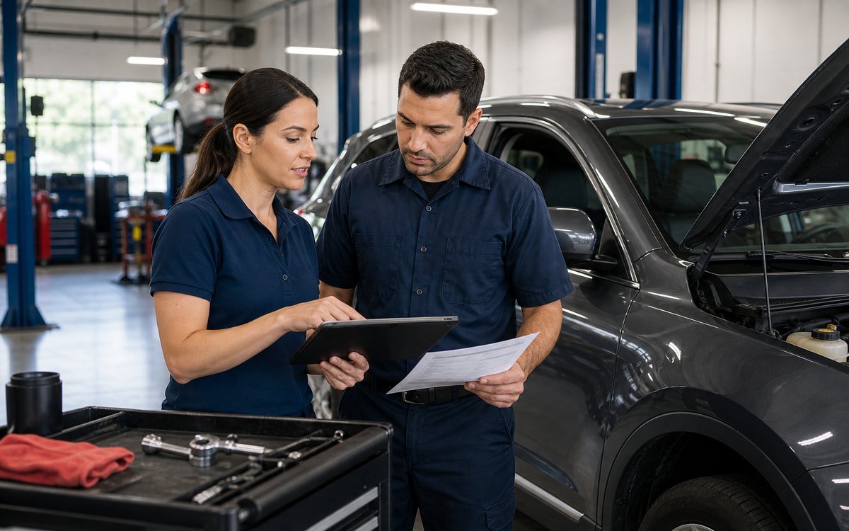 Advisor and technician prioritizing maintenance and repair path items