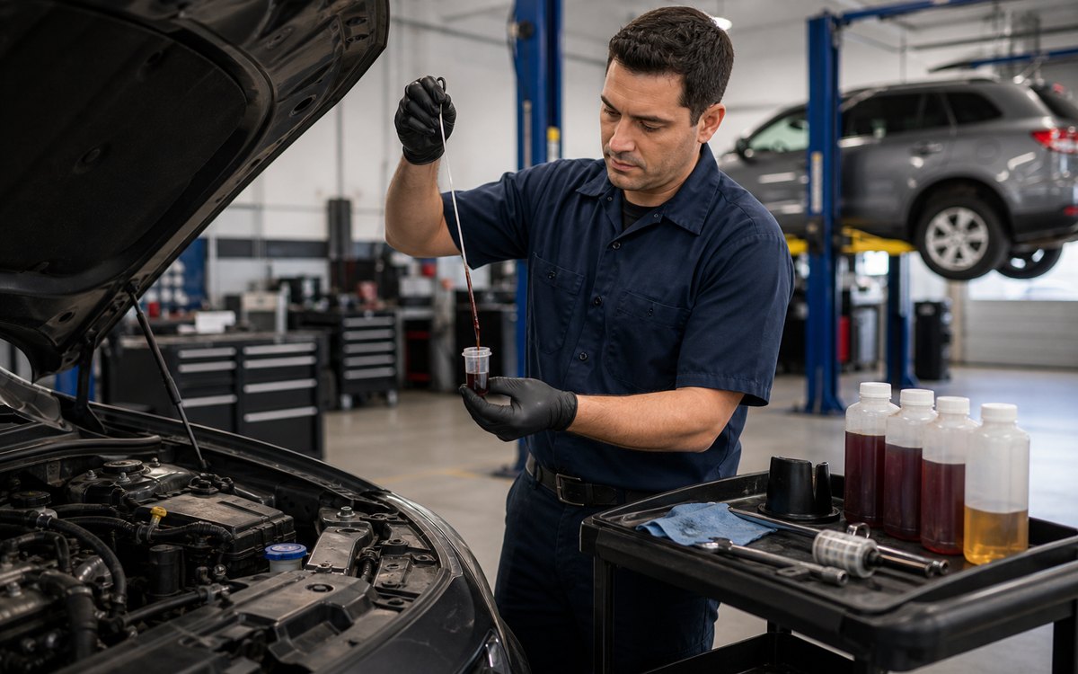 Transmission fluid condition checked during preventive maintenance