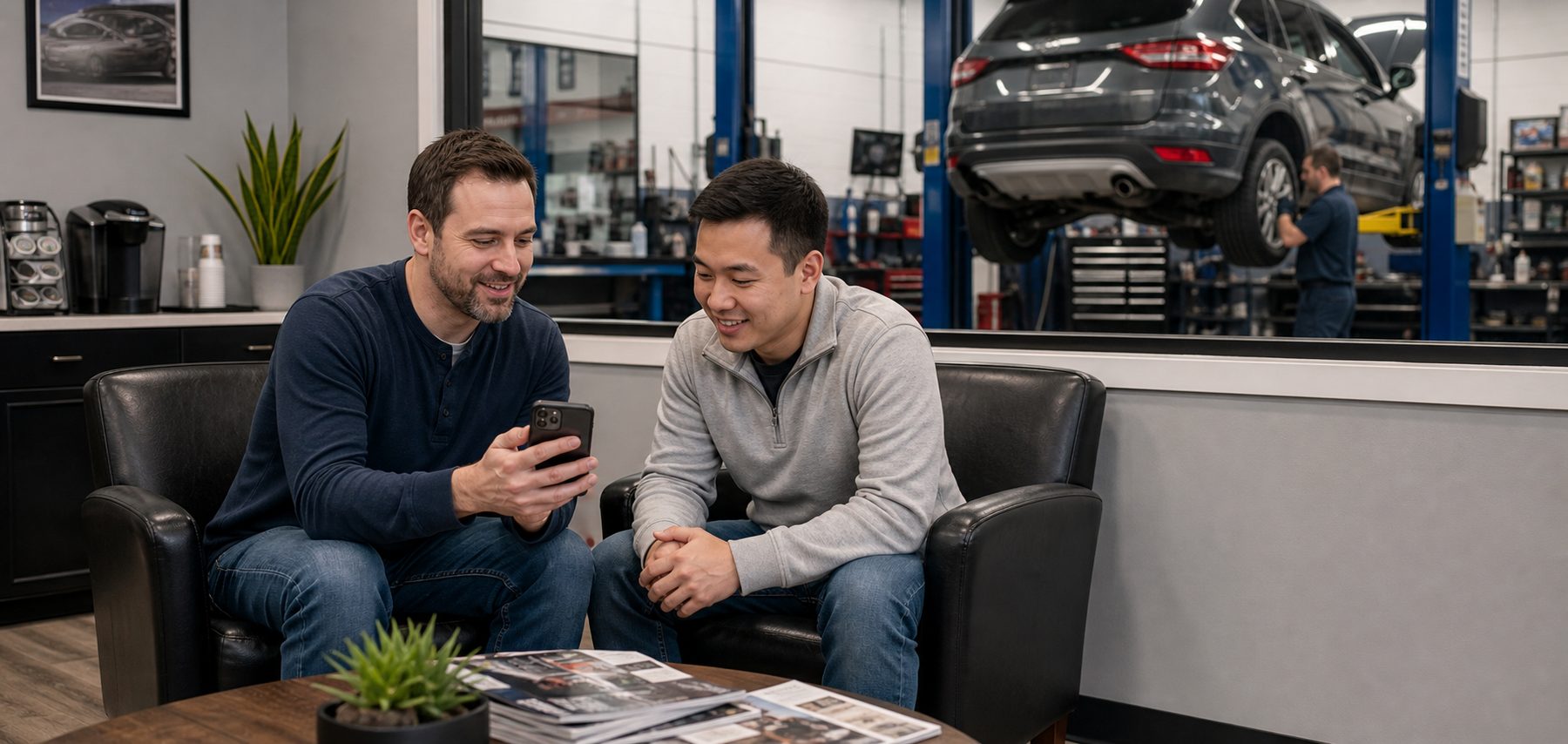 Customer sharing an Arlington Heights transmission repair referral from a phone