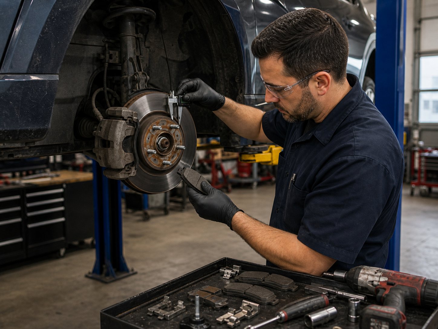 Brake service rotor and pad inspection during general auto repair