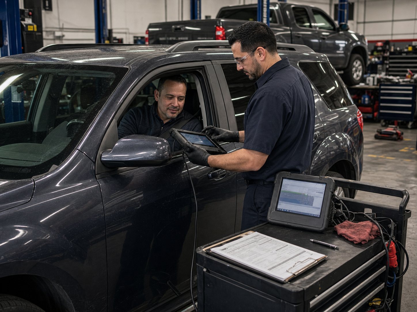 Final quality check after transmission or drivetrain repair with scan tool verification