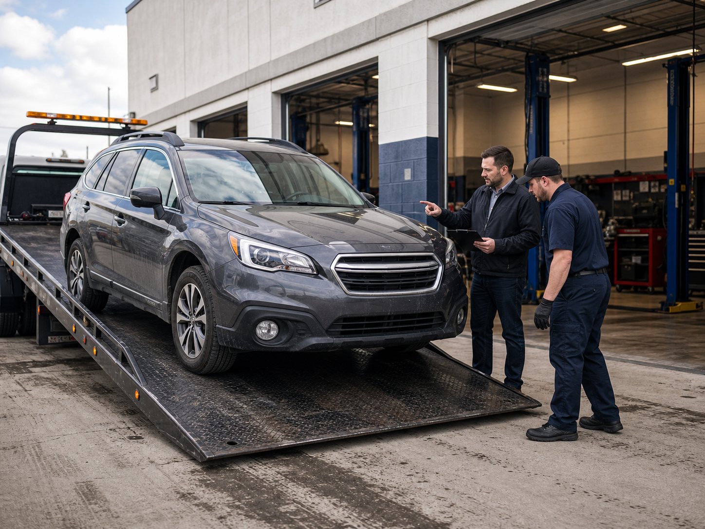 Tow-in transmission intake to decide whether a vehicle is safe to drive