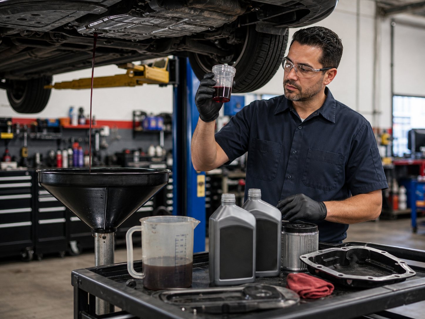 Transmission fluid service with pan inspection filter and manufacturer spec fluid