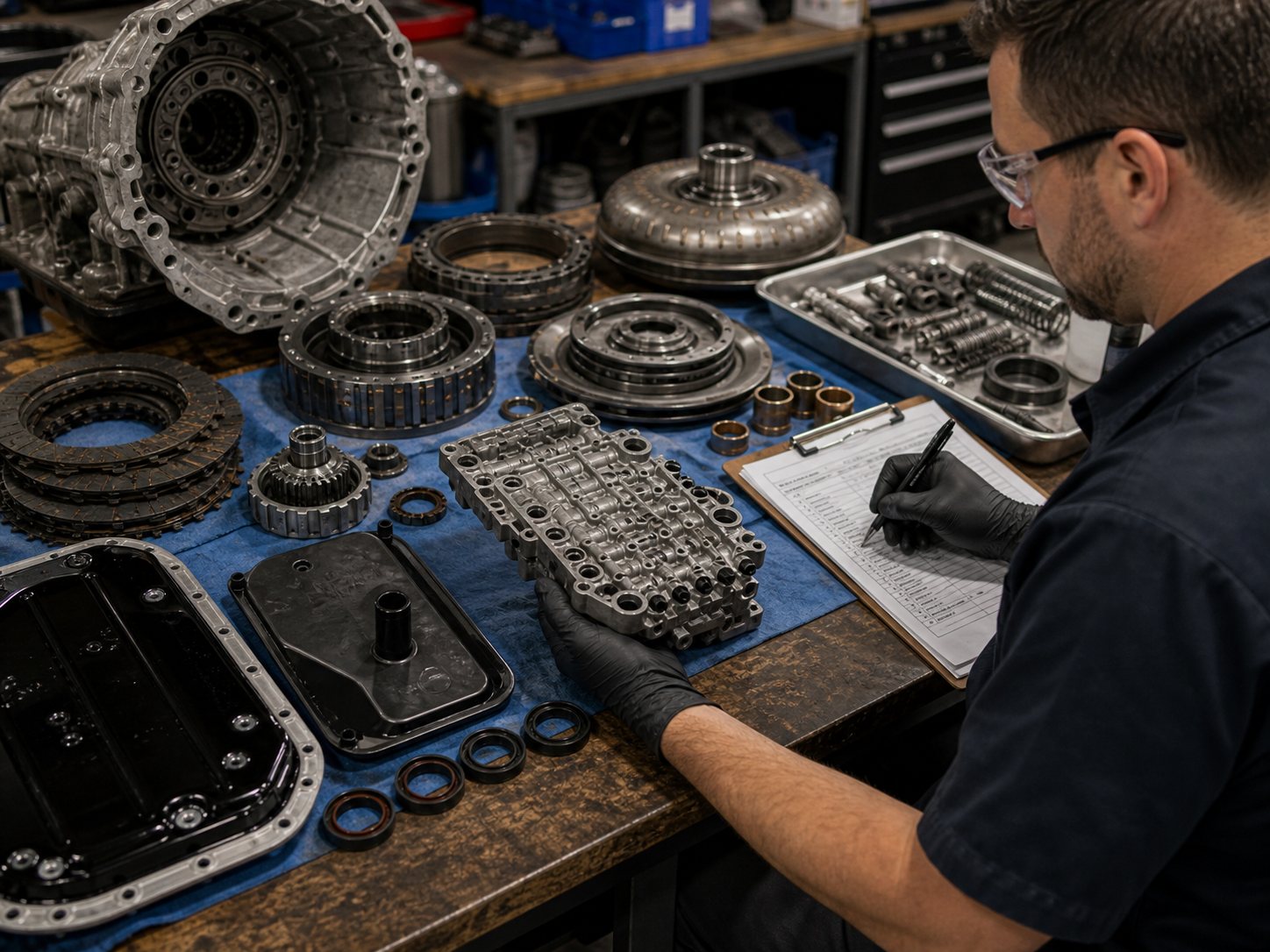 Transmission rebuild build scope review with valve body pump converter and seal parts