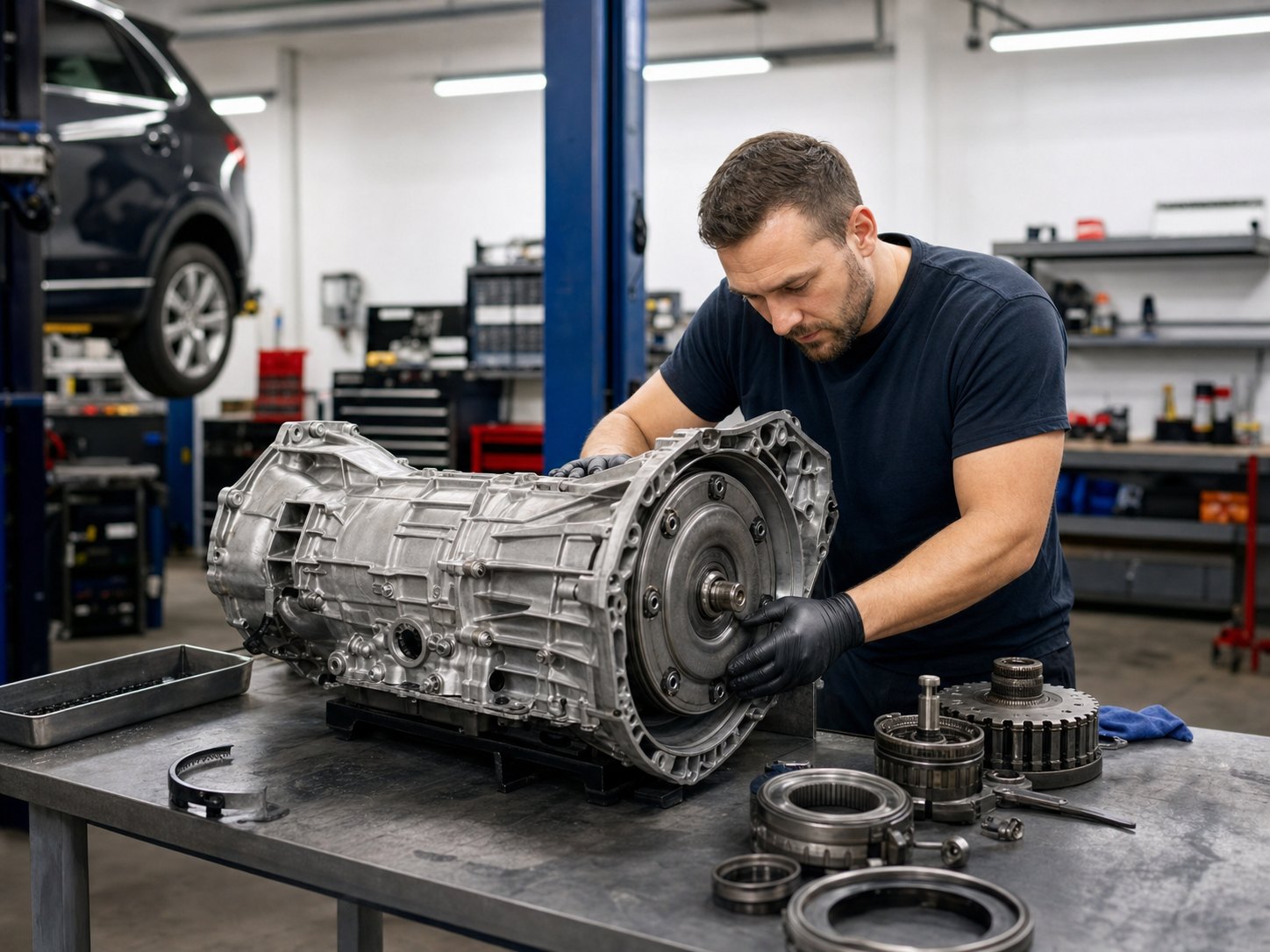 Final quality check on a repaired transmission assembly before installation
