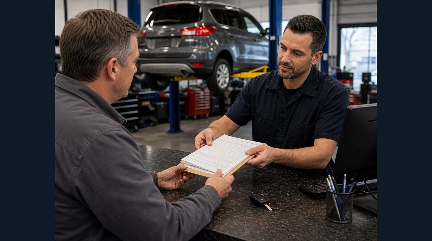 Estimate handoff after transmission repair terms and authorization discussion