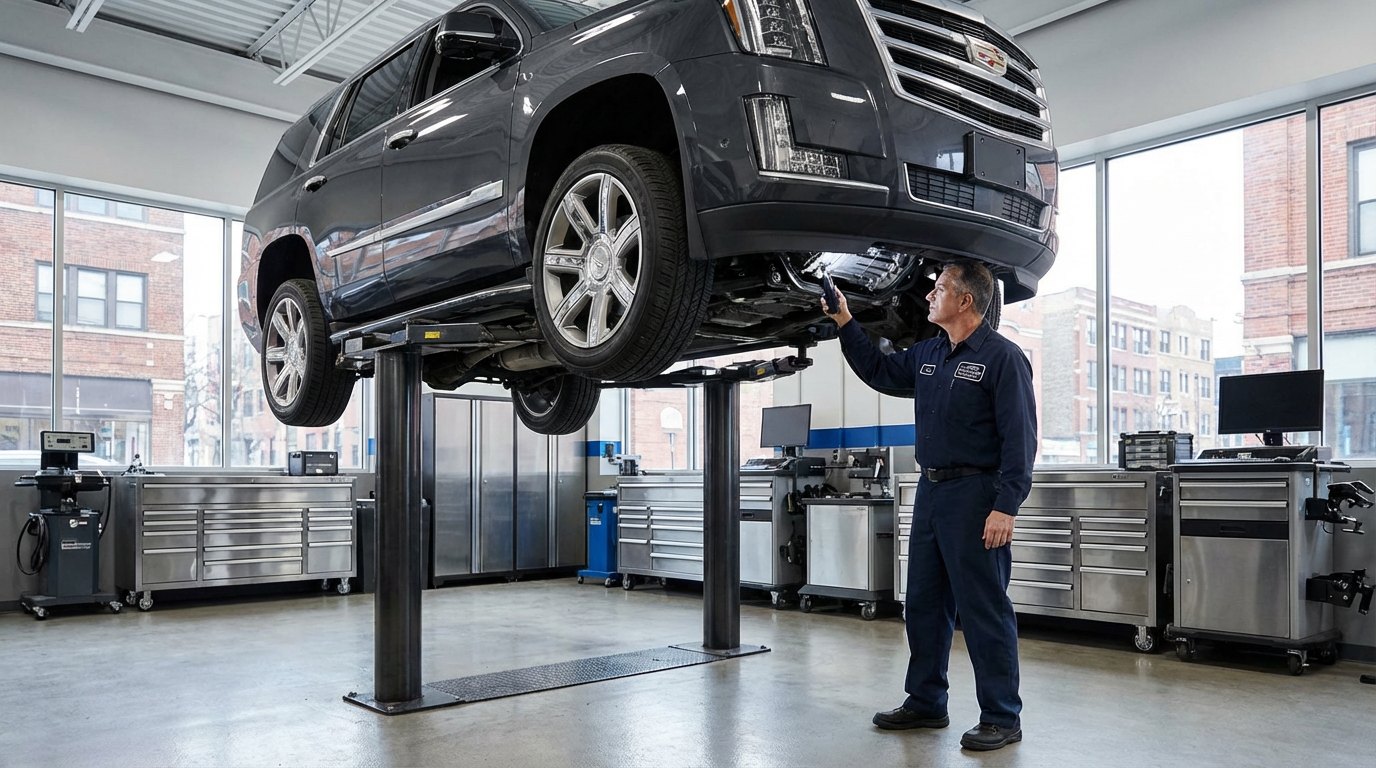 Escalade 6L80, 8L90, 10L80, converter, AWD, and towing diagnosis Cadillac AWD and rear driveline inspection for Cadillac Escalade transmission repair in Arlington Heights