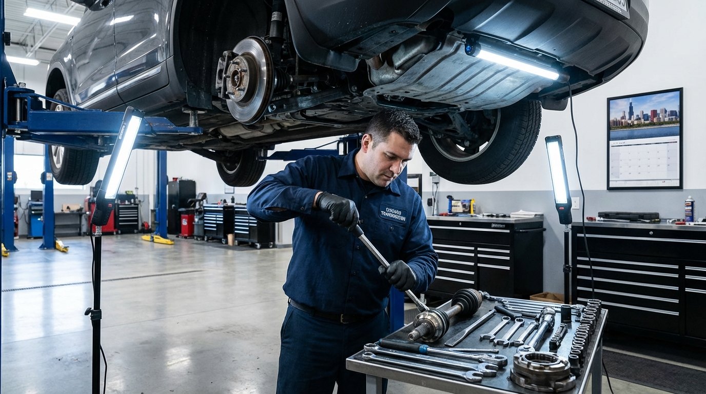 Cadillac underbody driveline and transmission leak inspection for Cadillac repair plan