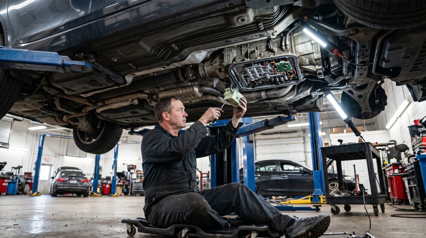 Dodge transmission diagnosis in Arlington Heights 62TE rebuild bench and internal Dodge transmission inspection
