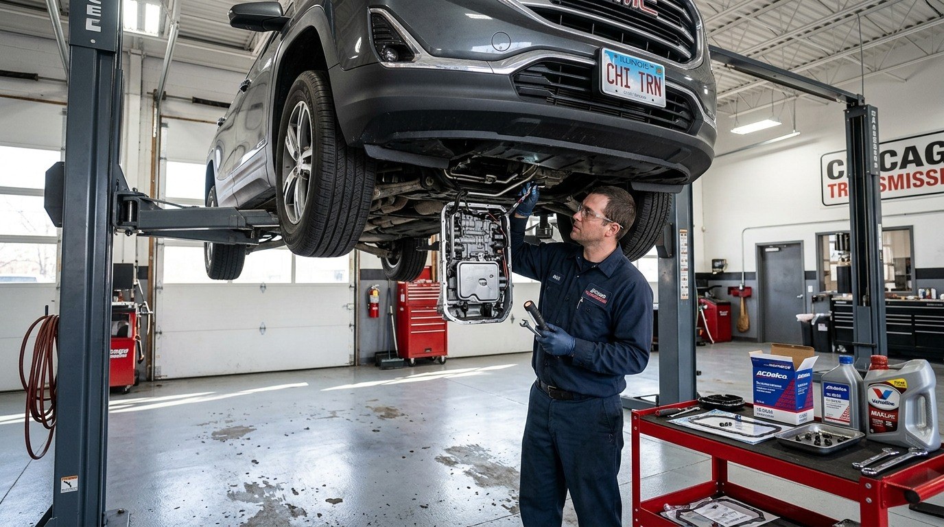 GMC transmission diagnosis in Arlington Heights GMC Terrain transmission diagnostic and service bay inspection