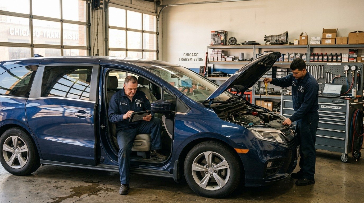Odyssey automatic, minivan load, torque converter, overheating, and shift diagnosis Honda Odyssey transmission repair inspection for Honda Odyssey transmission repair in Arlington Heights