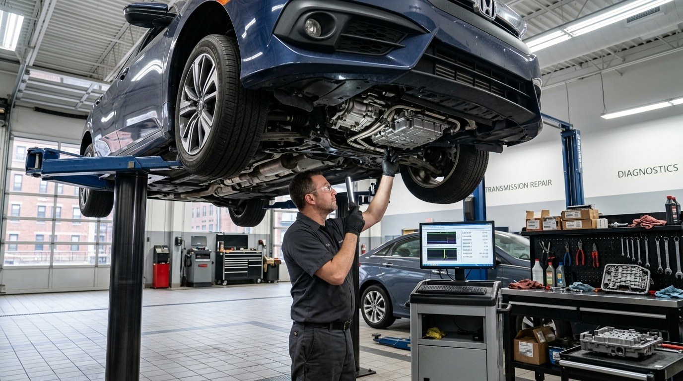 Honda transmission diagnosis in Arlington Heights Honda Accord transmission diagnostic and service bay review
