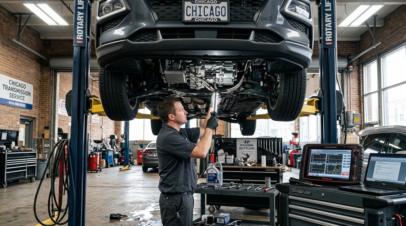 Kona IVT/CVT, DCT, AWD, delayed engagement, and driveline diagnosis Hyundai Kona transmission and AWD inspection for Hyundai Kona transmission repair in Arlington Heights