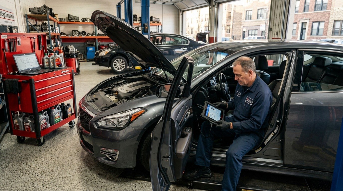 G37 7-speed, RWD/AWD, manual, converter, and valve body diagnosis Infiniti G37 transmission diagnostic inspection for Infiniti G37 transmission repair in Arlington Heights