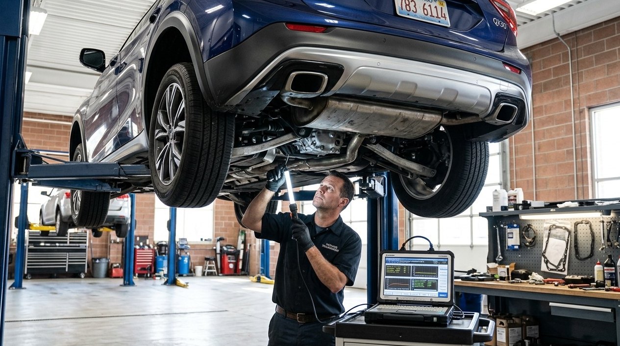 Q60 7-speed, VR30, AWD, converter, and performance driveline diagnosis Infiniti Q60 transmission and driveline inspection for Infiniti Q60 transmission repair in Arlington Heights