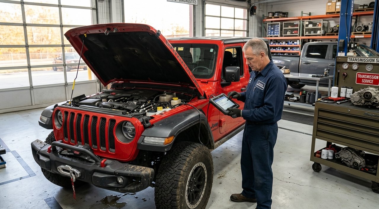 Gladiator automatic, 4x4, towing, converter, and transfer-case diagnosis Jeep Gladiator transmission and 4x4 inspection for Jeep Gladiator transmission repair in Arlington Heights