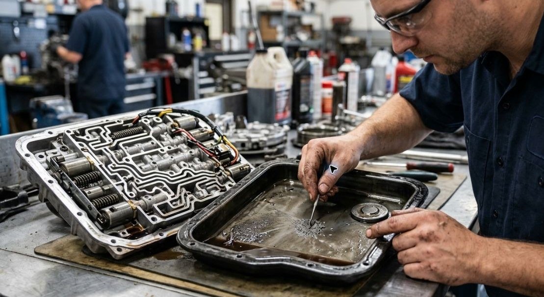 Jeep NAG1 diagnostic scan and pan inspection for Jeep Gladiator symptoms