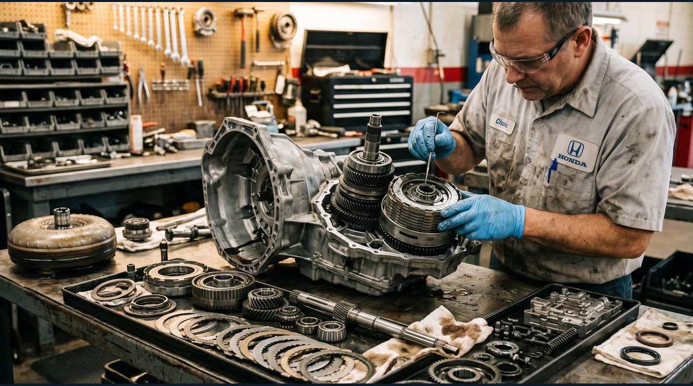 Ram transmission diagnosis in Arlington Heights Ram 1500 68RFE transmission repair bench inspection