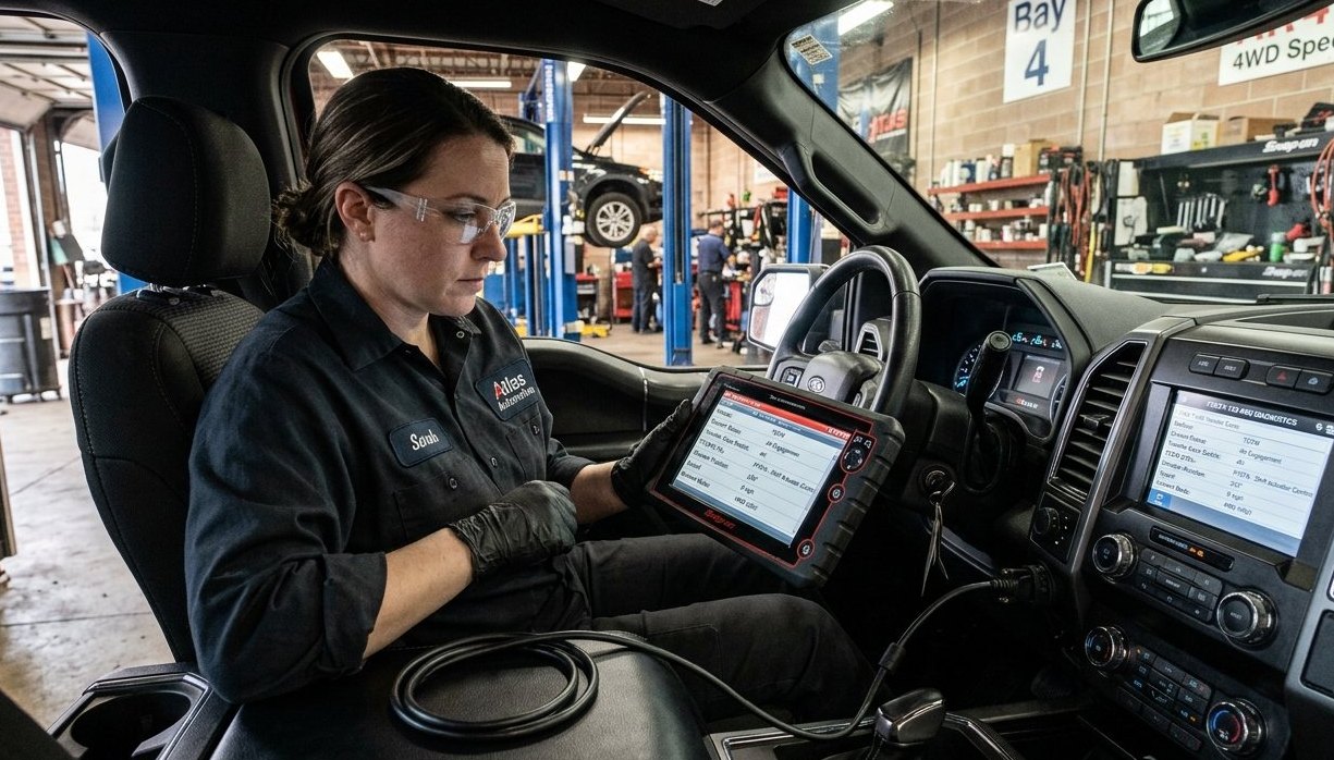 4WD transfer case and driveline scan inspection for Toyota Tundra repair planning