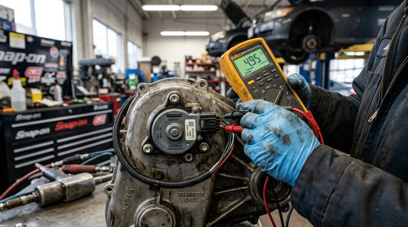 4WD encoder motor electrical diagnosis with a multimeter on the transfer case