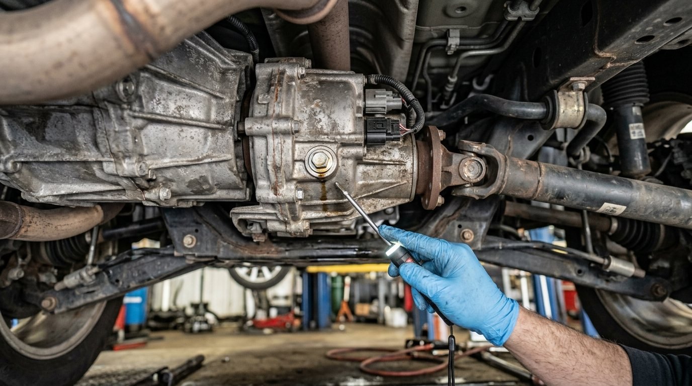 AWD transfer unit fluid service and inspection under the vehicle
