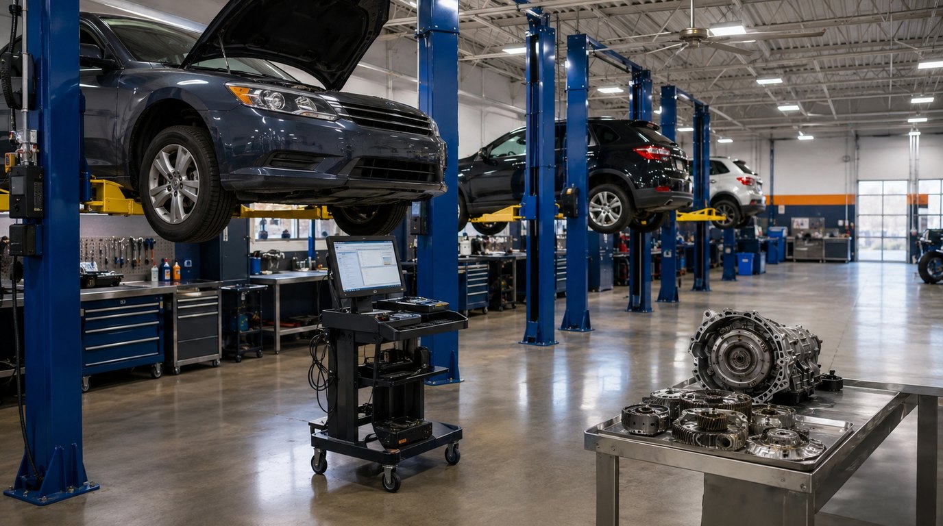 Arlington Heights Transmission shop interior with service bays and diagnostic equipment